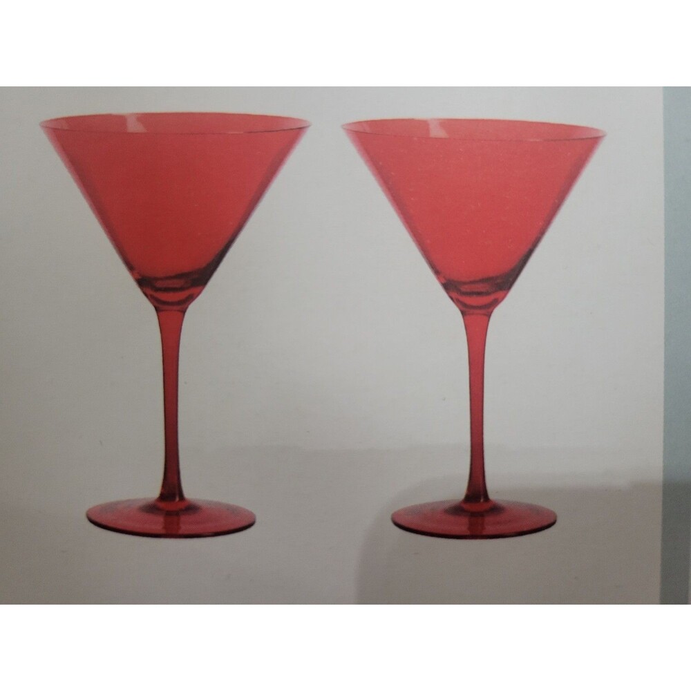 Ruby Red Martini Glasses Set Of 2 Modist NEW Perfect For Traditional Or Dessert - Picture 1 of 4